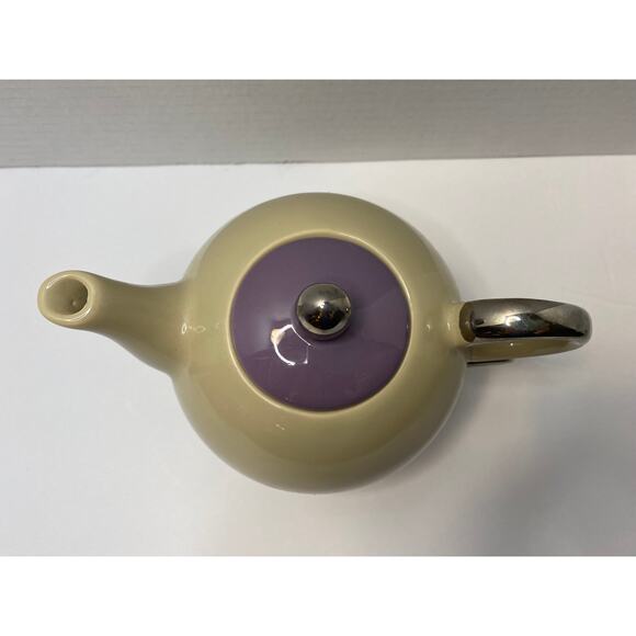 Porcelain Tea Mixed Colors Tan & Purple Glazed Teapot Teacup - Picture 2 of 8
